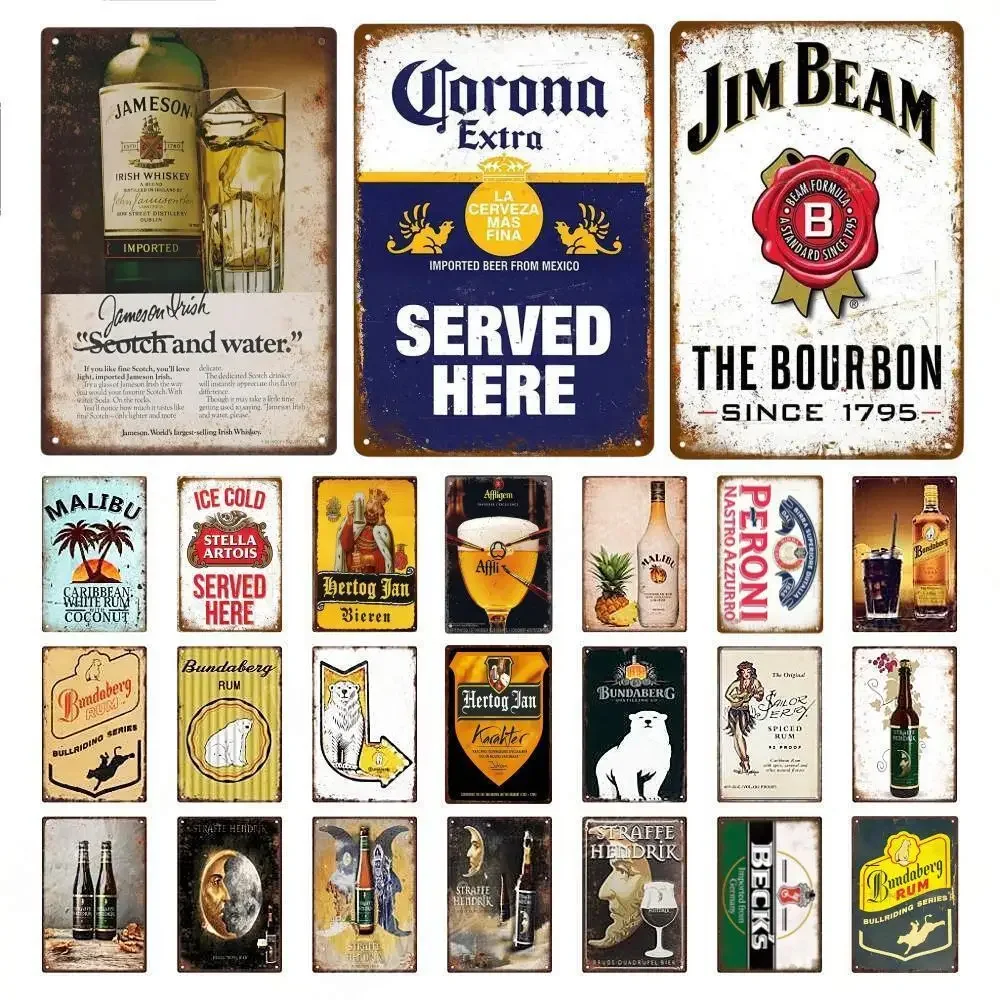 Wine Beer Pub - MALIBU 레트로 맥주 브랜드 와인 금속