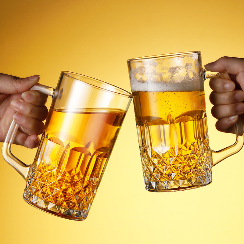 Craft Beer & Wine U- - 손잡이가있는 600ml/1000ml 맥주 유리 클래식 대용량