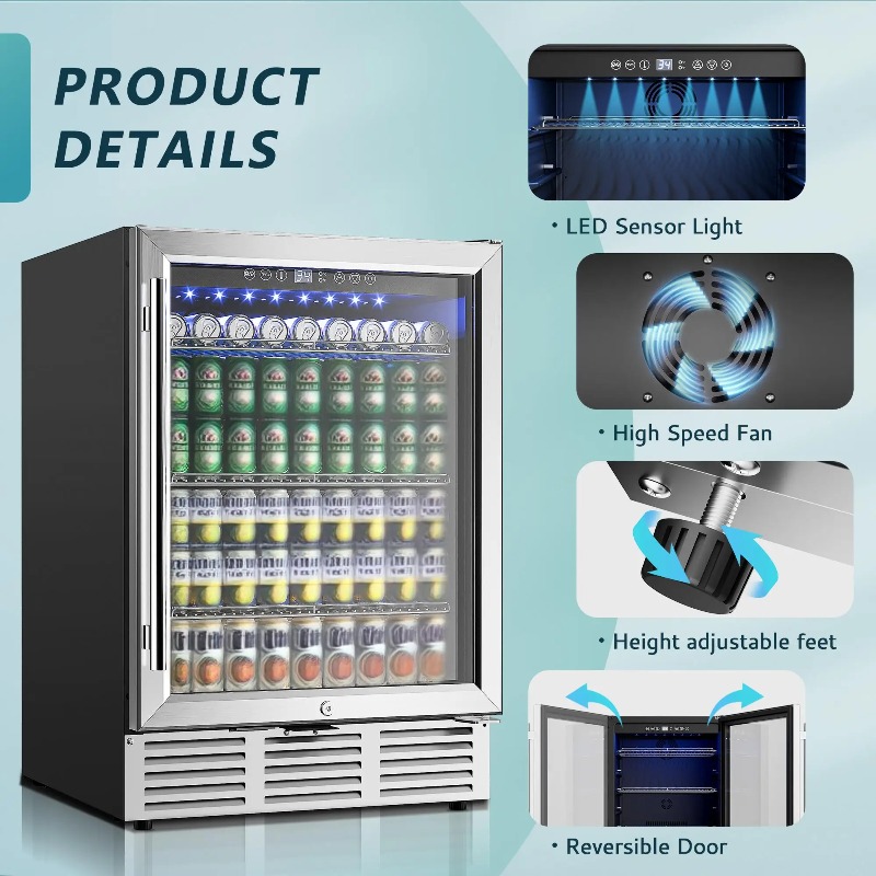 음료 냉장고 24인치 180캔 내장형 음료 쿨러 카운터 - Wine Beer Fridge Under Counter 리뷰 및 가격