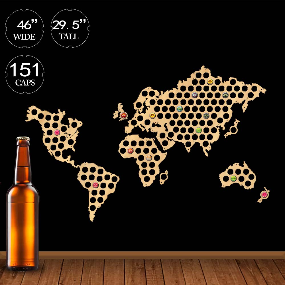 크리에이티브 나무 공예 세계지도 병 맥주 모자지도 세계 - Craft Beer & Wine U- 리뷰 및 가격