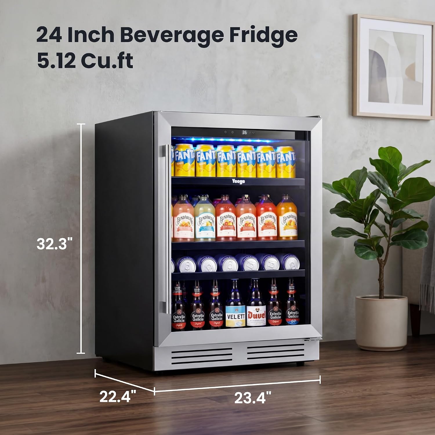 24인치 음료 냉장고 180캔 유리문 34-54 ° F - Wine Beer Fridge Under Counter 리뷰 및 가격