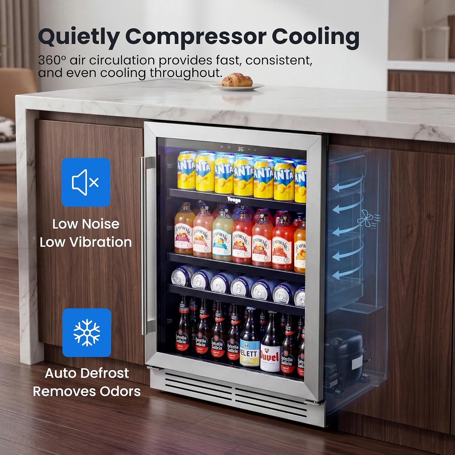 24인치 음료 냉장고 180캔 유리문 34-54 ° F - Wine Beer Fridge Under Counter 리뷰 및 가격