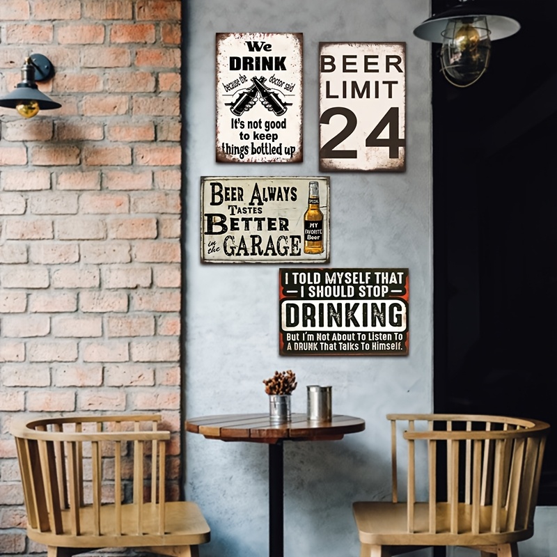 4개 세트 빈티지 맥주 및 와인 금속 간판 - 남자들의 - Wine Beer Pub 리뷰 및 가격