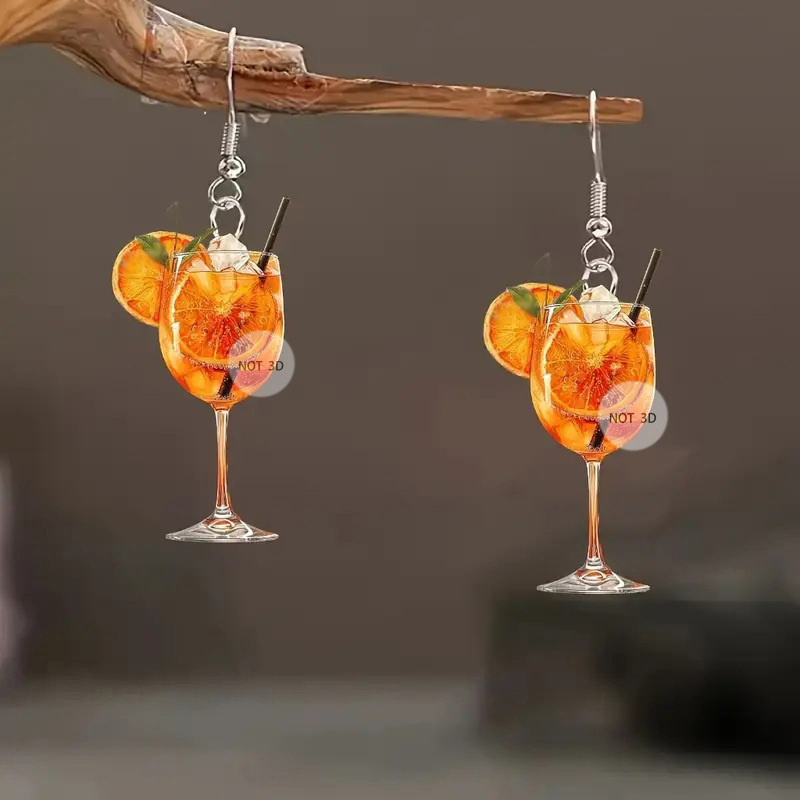 맥주 축제 와인 잔 오렌지 주스 귀걸이 패션 2D 플랫 - Beer And Wine Festival 리뷰 및 가격